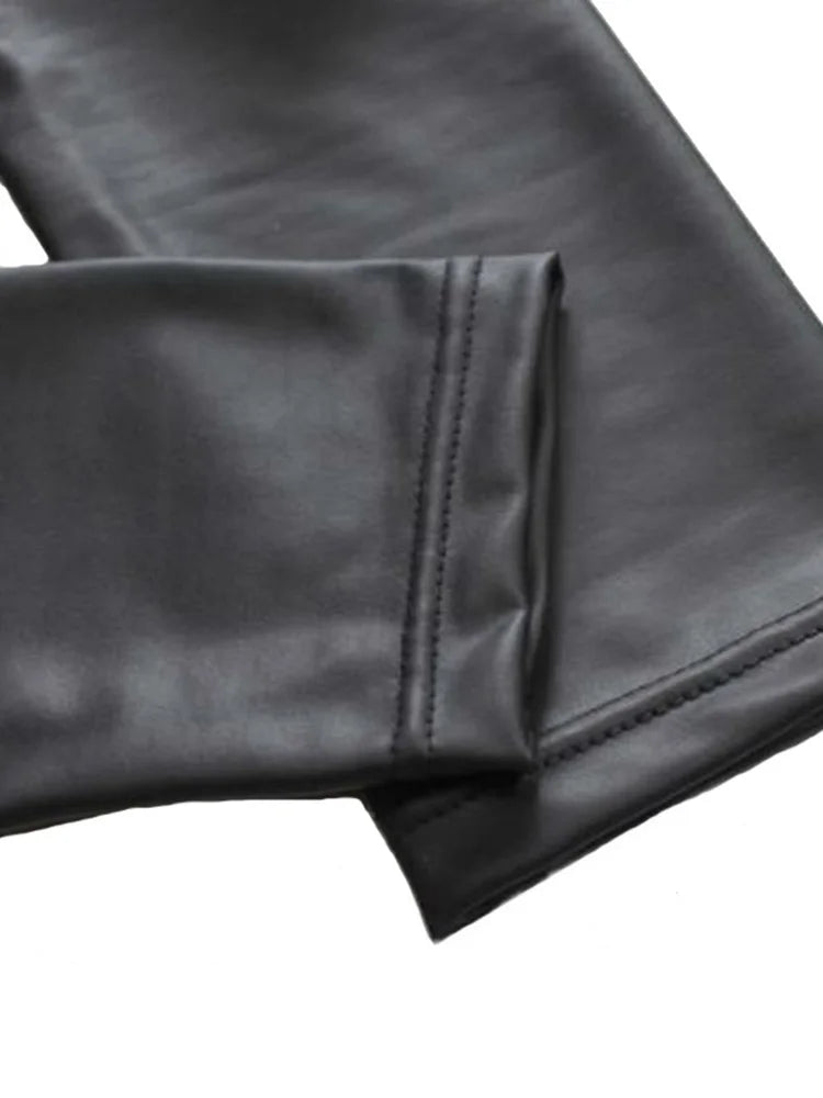 CUHAKCI Faux Leather Leggings Women Summer Hot 2022 New Sexy Trousers Black Slim High Waist Shiny Pencil Pants Dropshipping