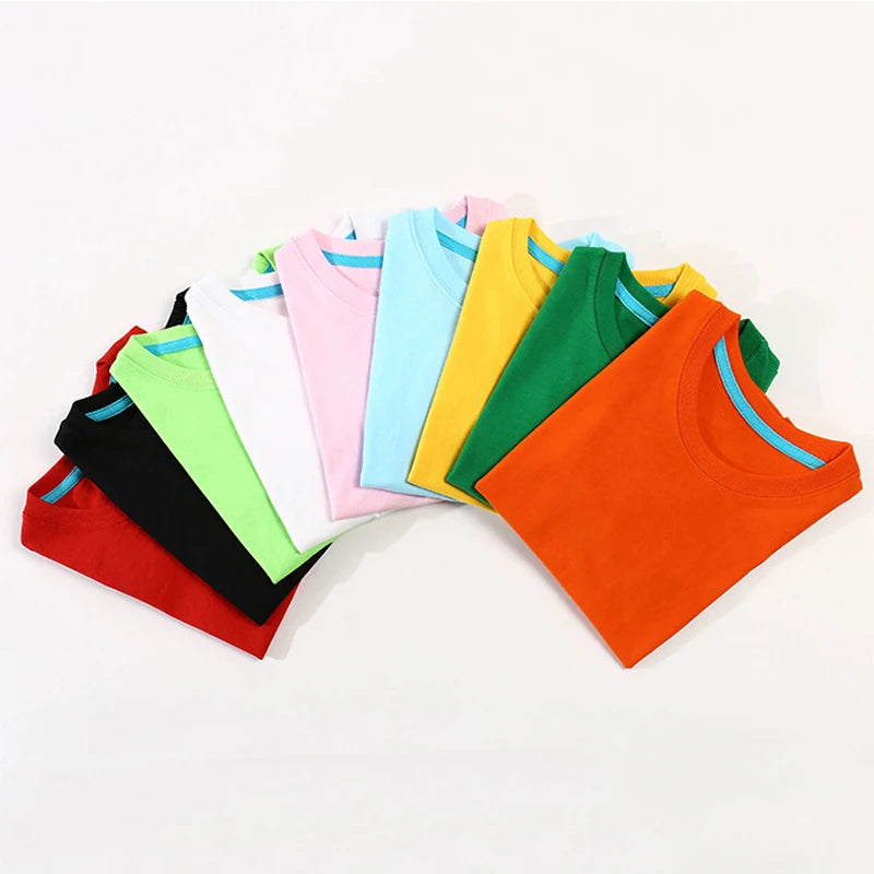 Solid Color 2022 Children T Shirts Summer T-shirt For Girls 2-8T Tops For Boys Cotton Kids Tees School Toddler Outerwear