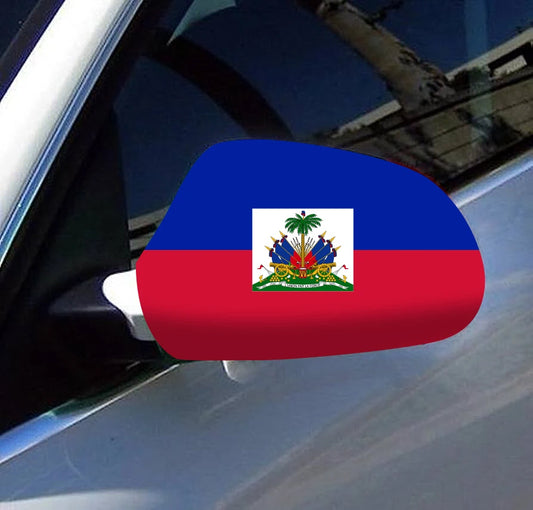 Directly Delivery 2 Pcs Free Size Four-way stretch fabric Haiti Haitian Flags Car Mirror Cover